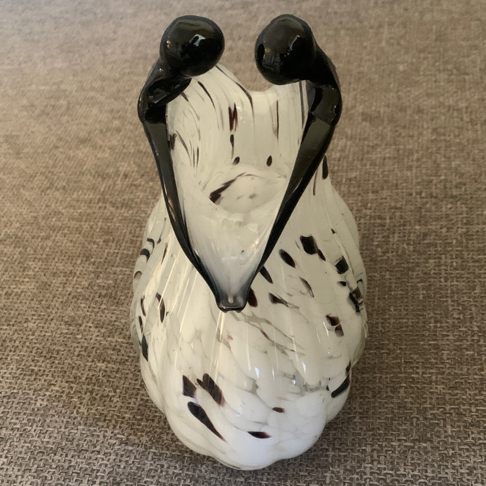 Vintage Handblown White and Black Swirl Art Glass Purse Decorative Sculpture - Picture 4 of 6